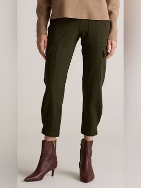 Quince Olive Green Ultra-Stretch Ponte Tapered Cargo Pants
